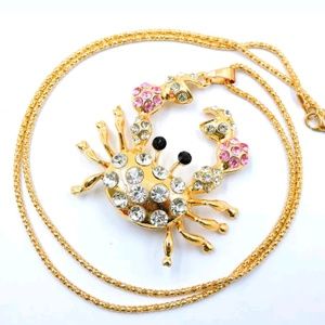 Betsey Johnson Goldtone Rhinestone Crab Necklace